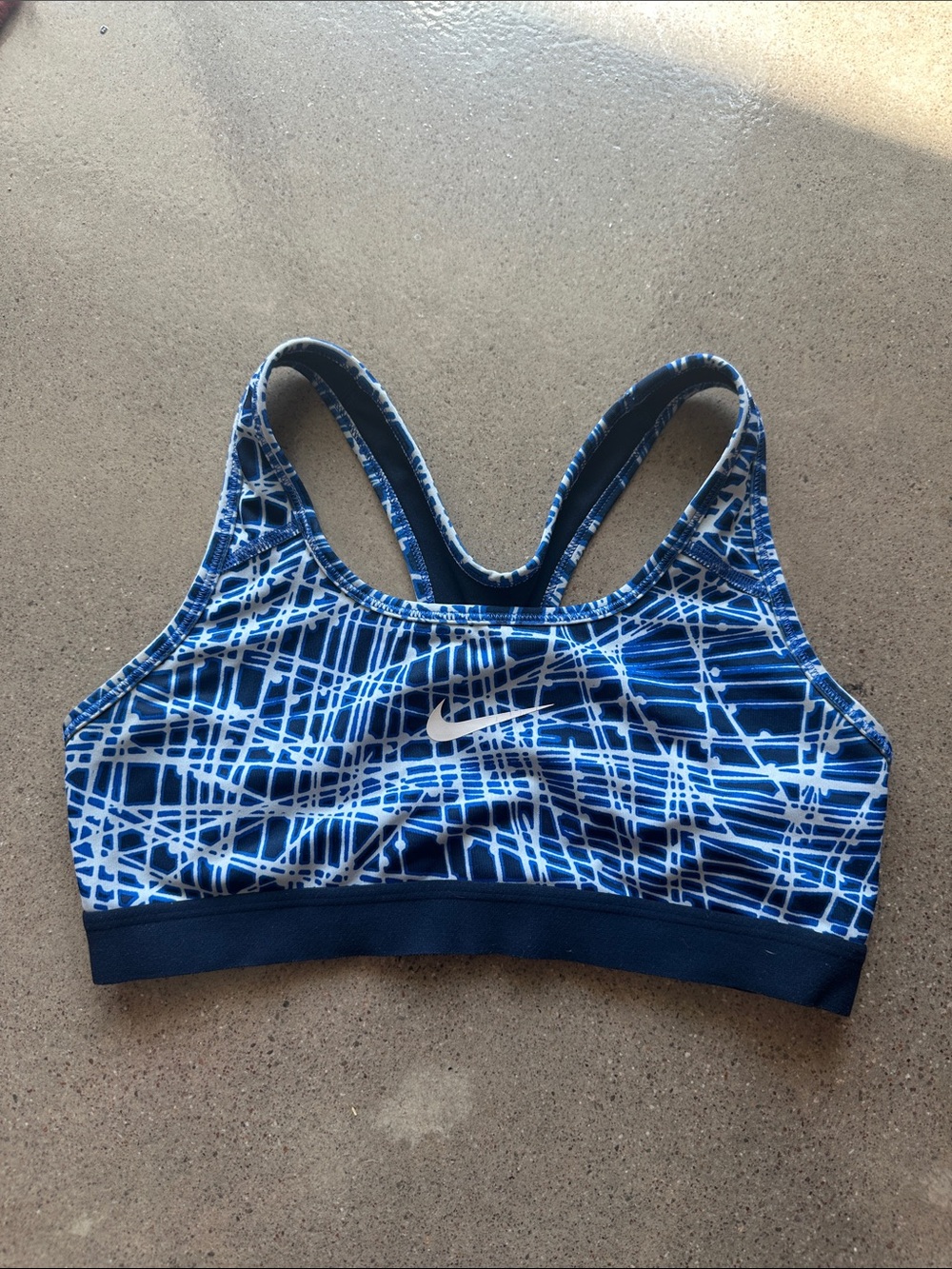 Nike Dri-fit Blue and White Abstract Sports Bra